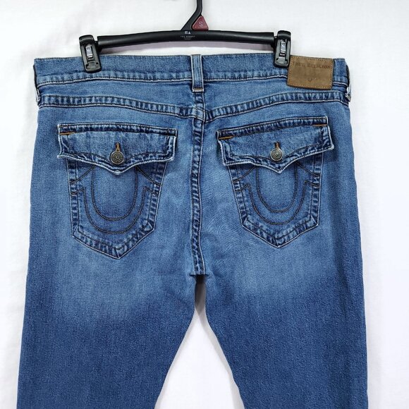 True Religion Ricky Relaxed Straight Denim Jeans Mens Size 42X32 - Picture 14 of 15